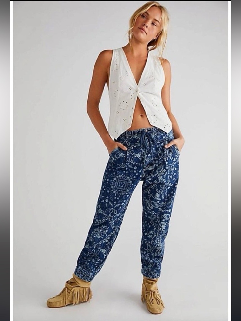 Free People We the Free Mixed Up Utility Jeans